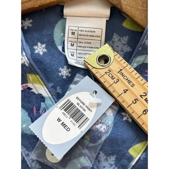 Vintage Disney Store Womens Pajamas Shirt Top Medium Flannel Eeyore Snow Globe - Picture 11 of 11